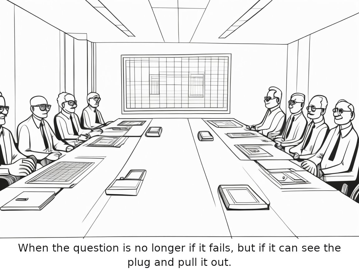 Rethinking Robot Safety in the Age of AI — one-panel cartoon