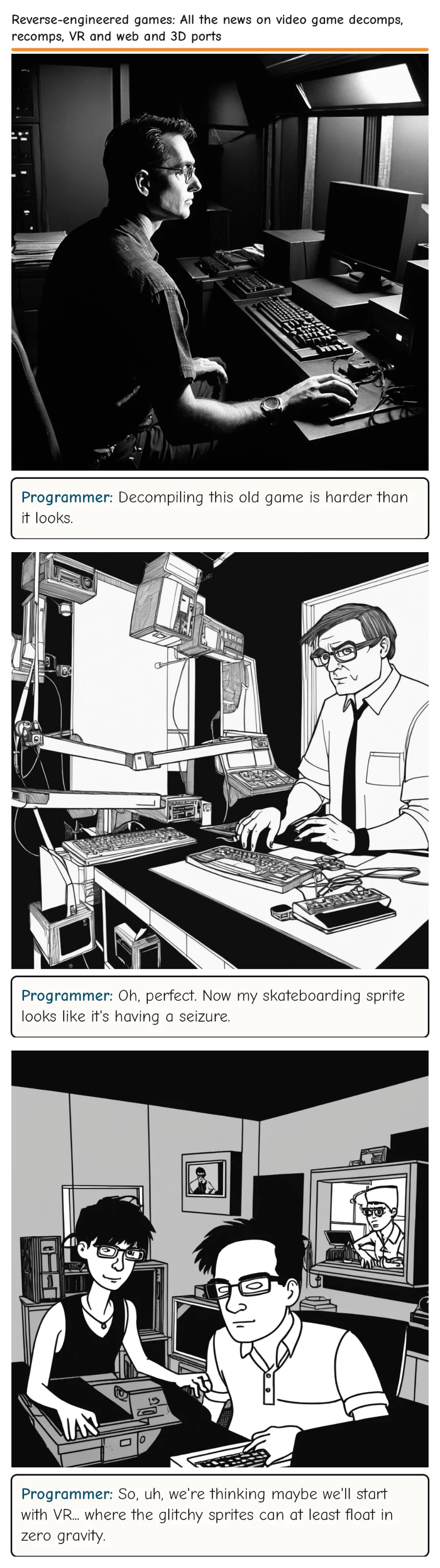 Reverse-engineered games: All the news on video game decomps, recomps, VR and web and 3D ports — comic strip