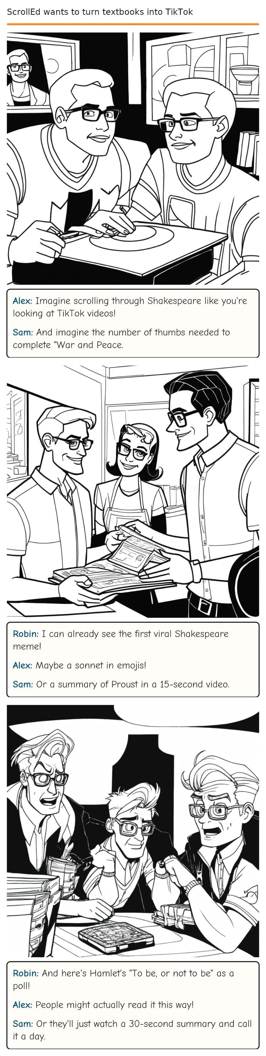 ScrollEd wants to turn textbooks into TikTok — comic strip
