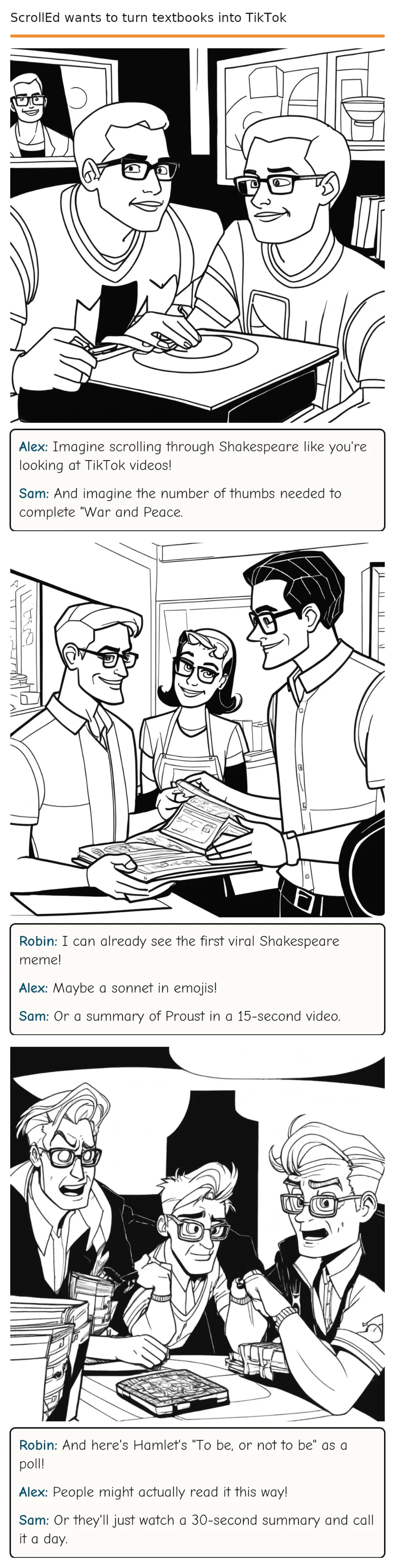 ScrollEd wants to turn textbooks into TikTok — comic strip