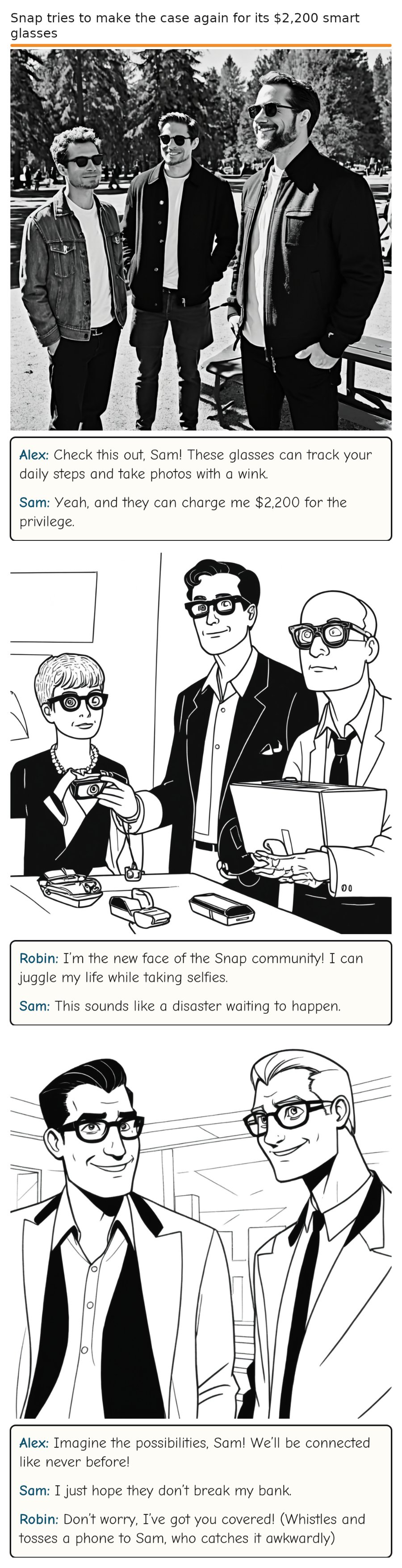 Snap tries to make the case again for its $2,200 smart glasses — comic strip