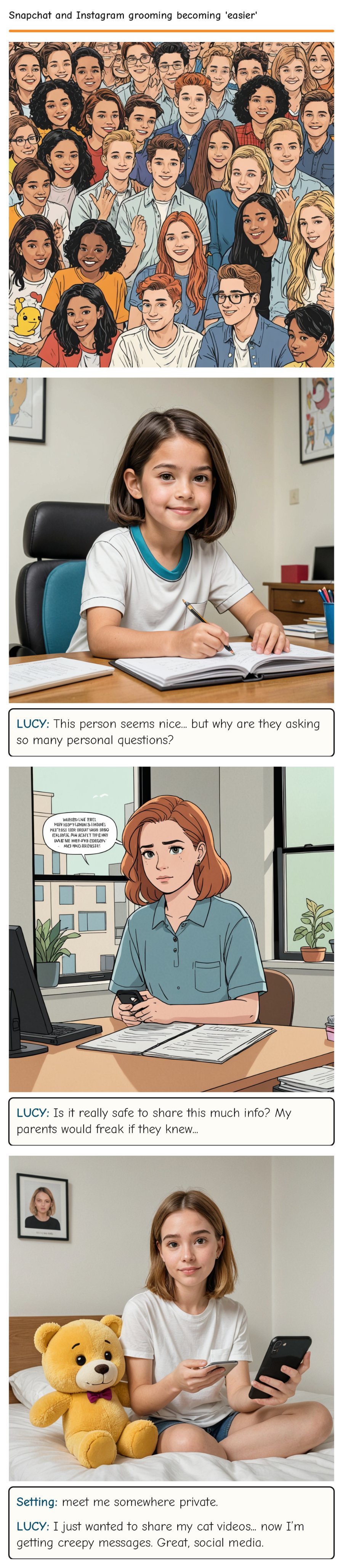 Snapchat and Instagram grooming becoming 'easier' — comic strip