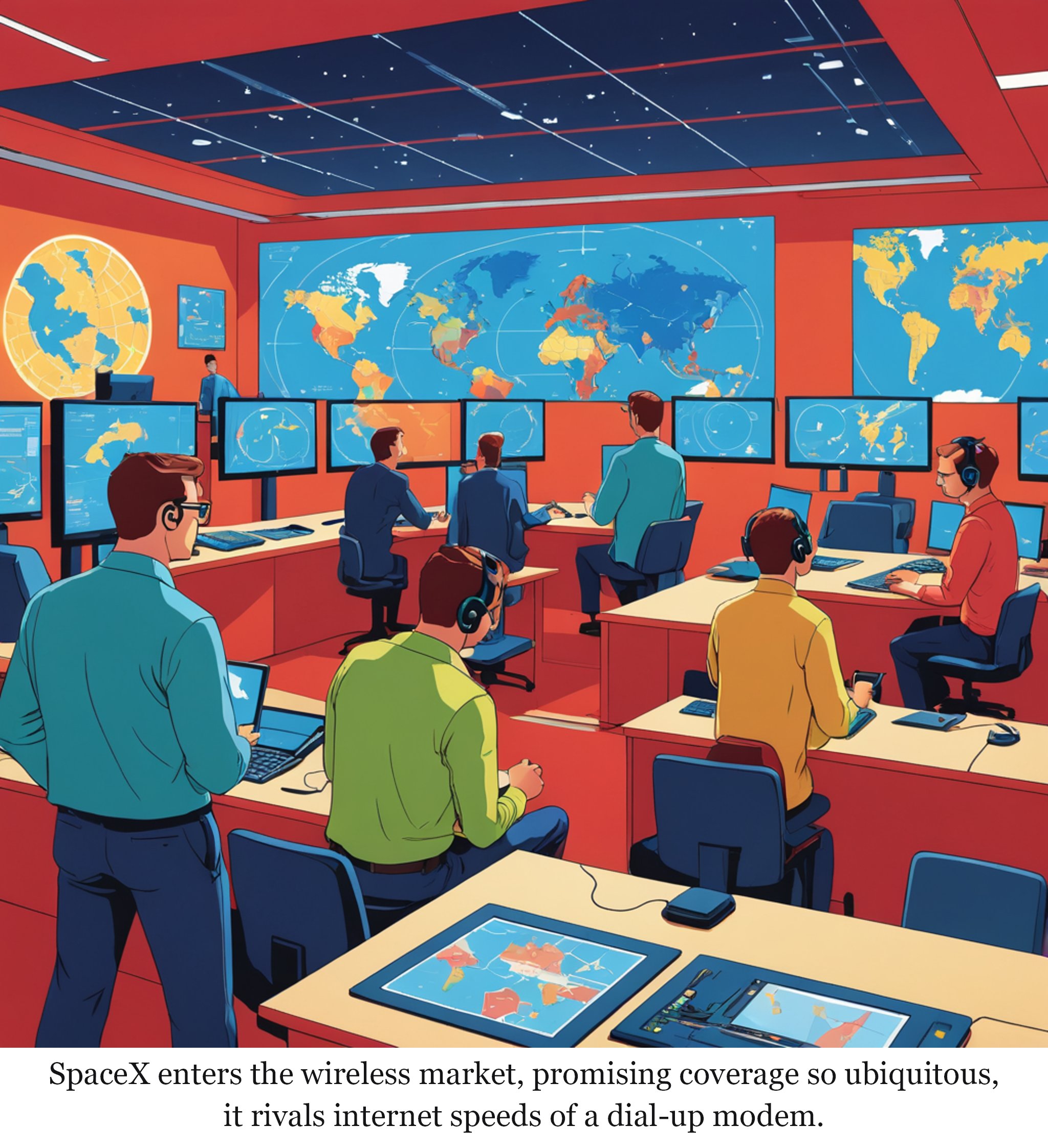 SpaceX’s ambitious, expensive gamble to replace AT&T, T-Mobile, and Verizon — one-panel cartoon