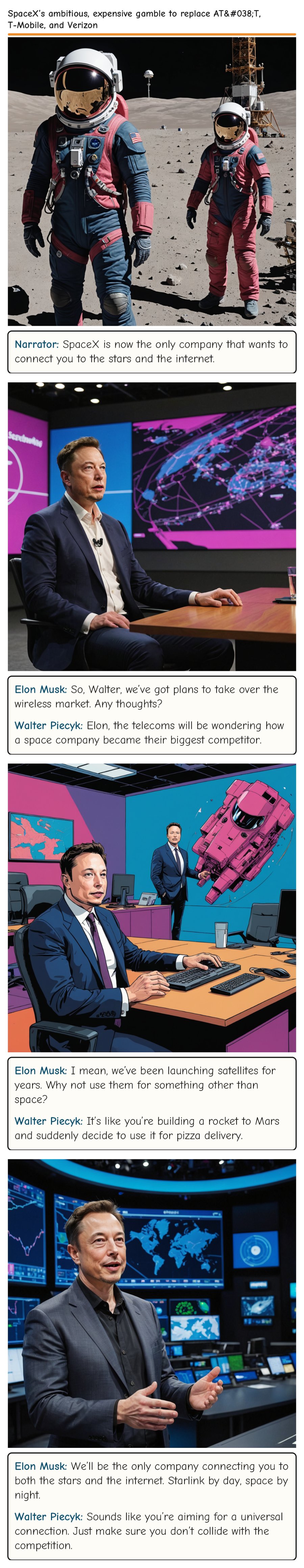 SpaceX’s ambitious, expensive gamble to replace AT&T, T-Mobile, and Verizon — comic strip