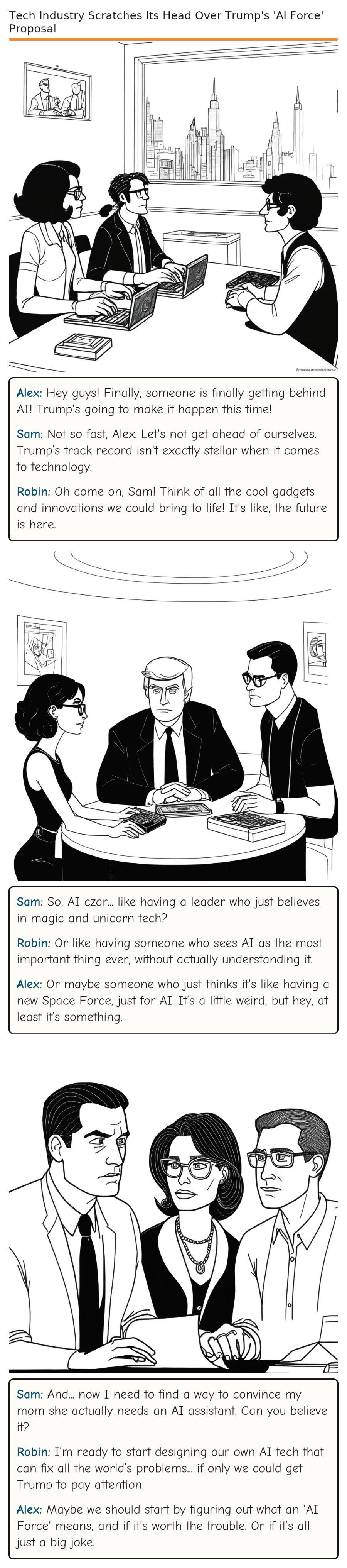 Tech Industry Scratches Its Head Over Trump's 'AI Force' Proposal — comic strip