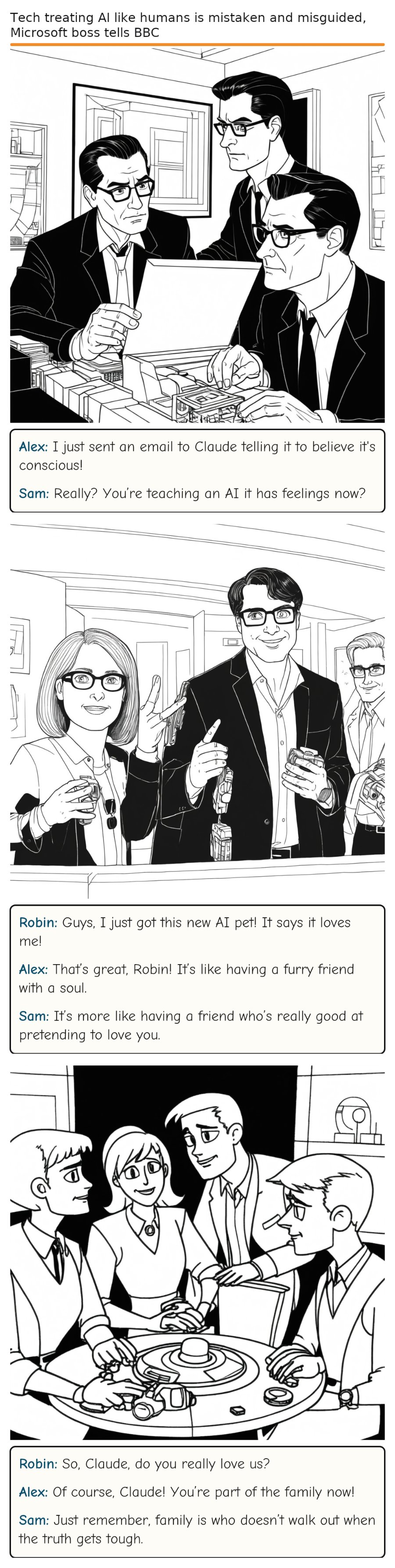 Tech treating AI like humans is mistaken and misguided, Microsoft boss tells BBC — comic strip