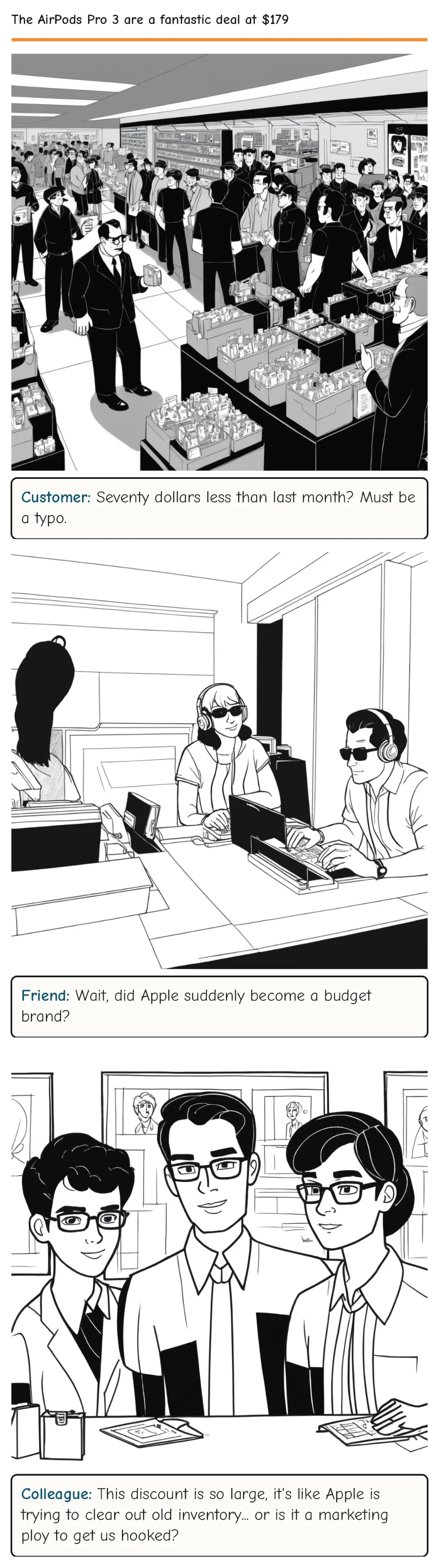 The AirPods Pro 3 are a fantastic deal at $179 — comic strip