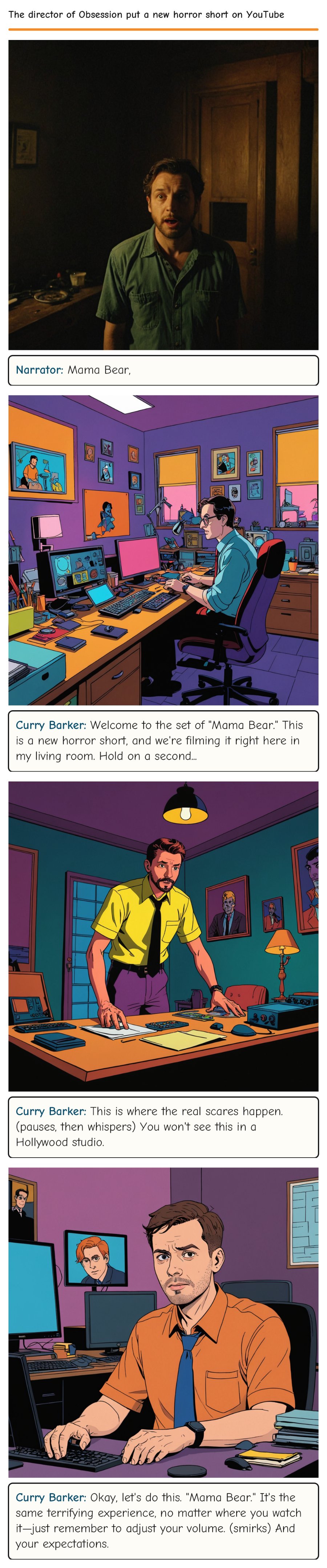The director of Obsession put a new horror short on YouTube — comic strip