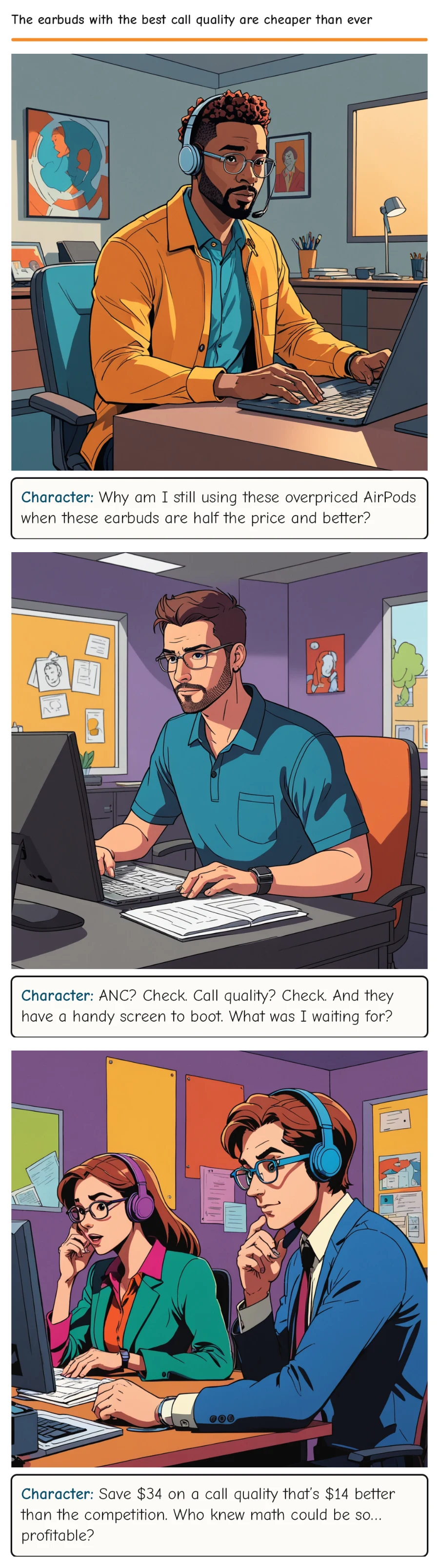 The earbuds with the best call quality are cheaper than ever — comic strip