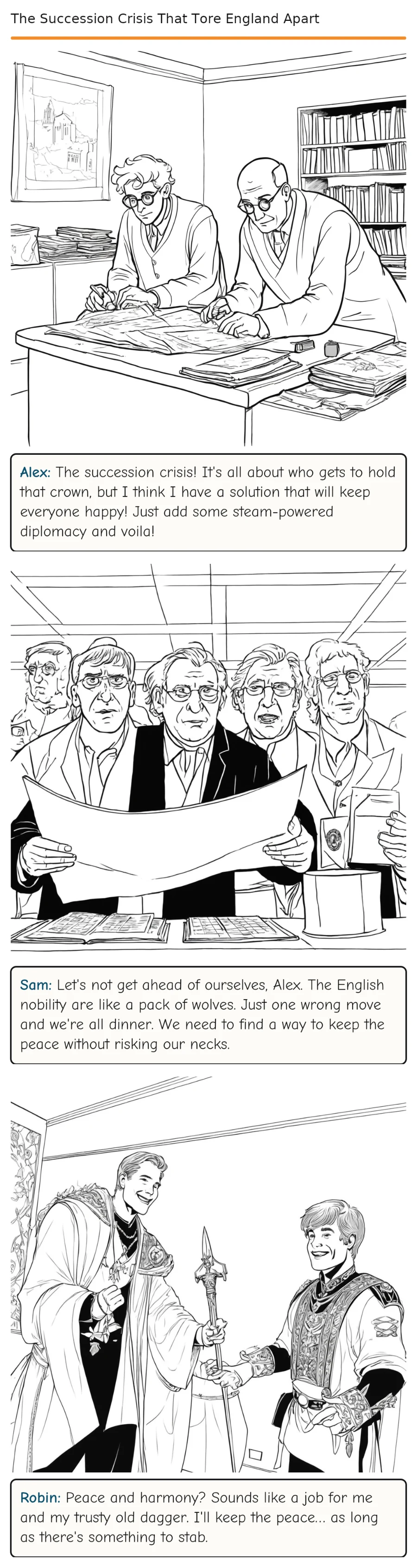 The Succession Crisis That Tore England Apart — comic strip