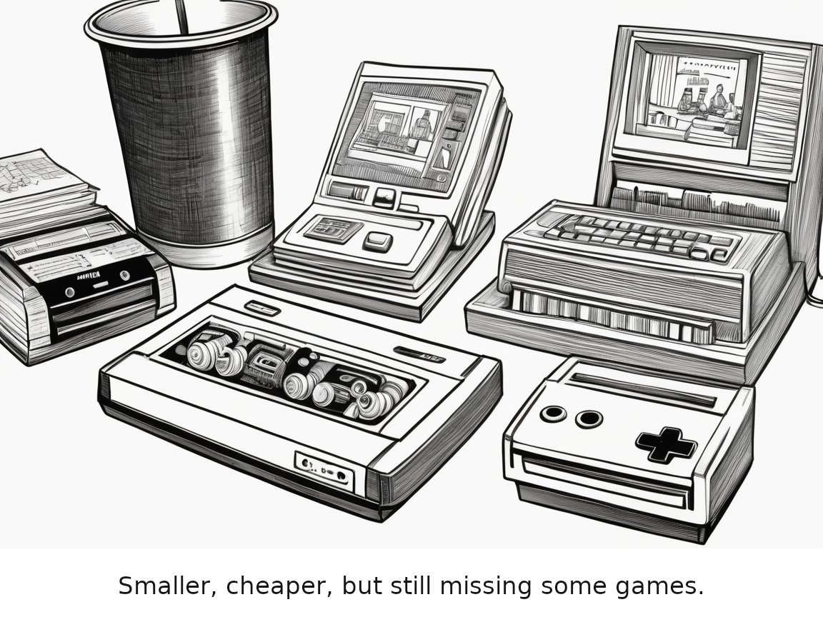 This cartridge-playing Game Boy clone is smaller and cheaper than Analogue’s Pocket — one-panel cartoon