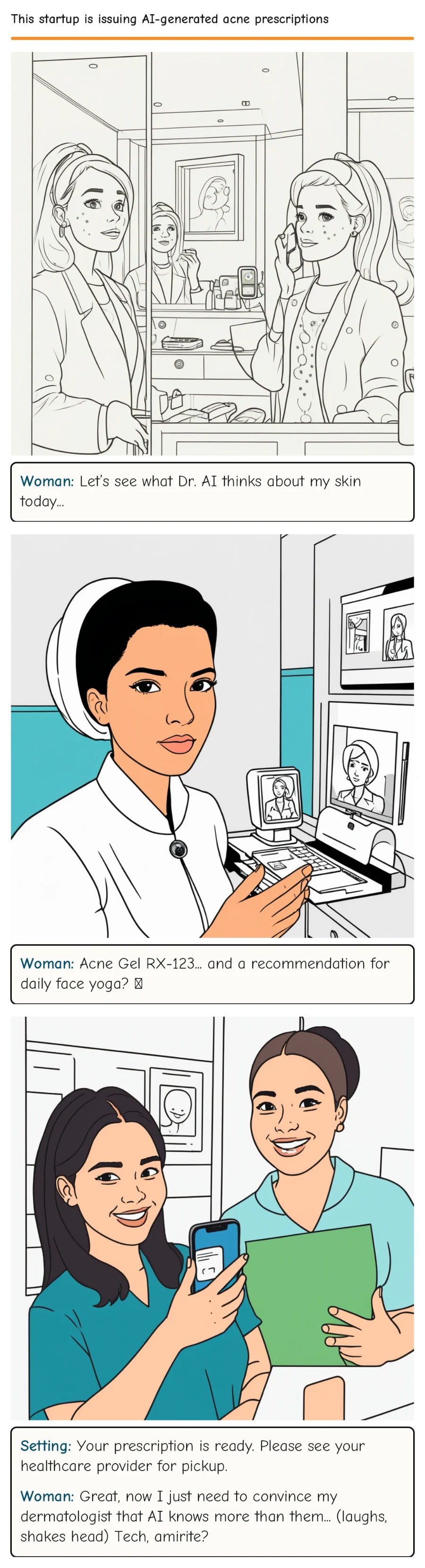This startup is issuing AI-generated acne prescriptions — comic strip