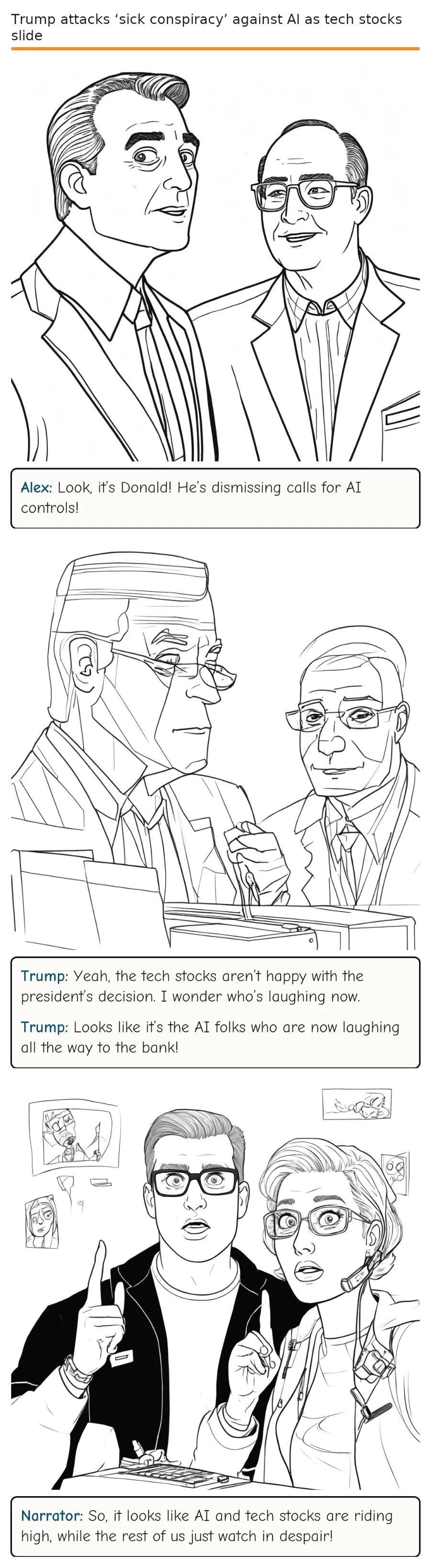 Trump attacks ‘sick conspiracy’ against AI as tech stocks slide — comic strip