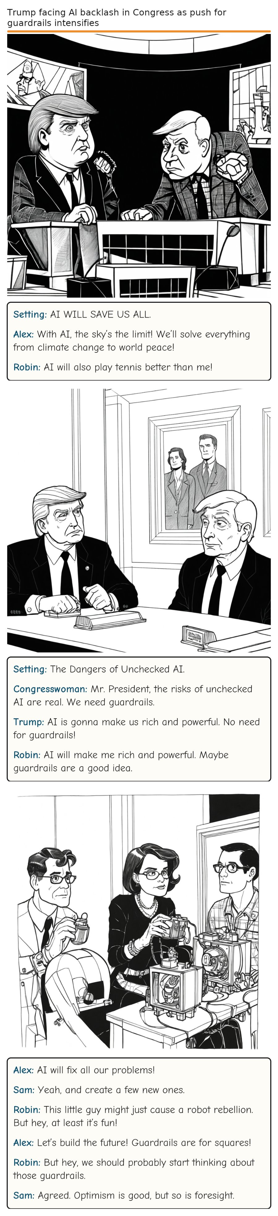 Trump facing AI backlash in Congress as push for guardrails intensifies — comic strip