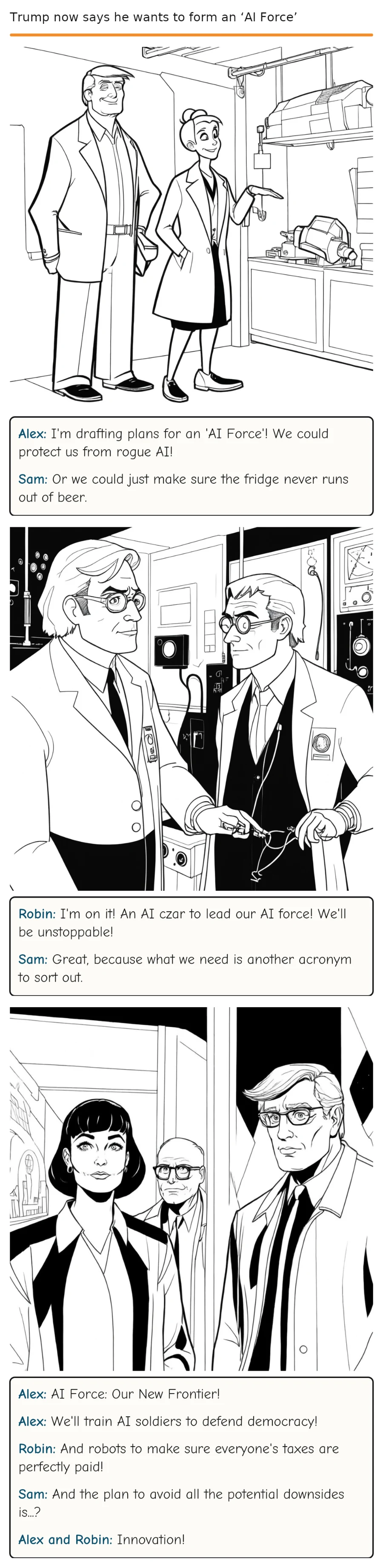 Trump now says he wants to form an ‘AI Force’ — comic strip