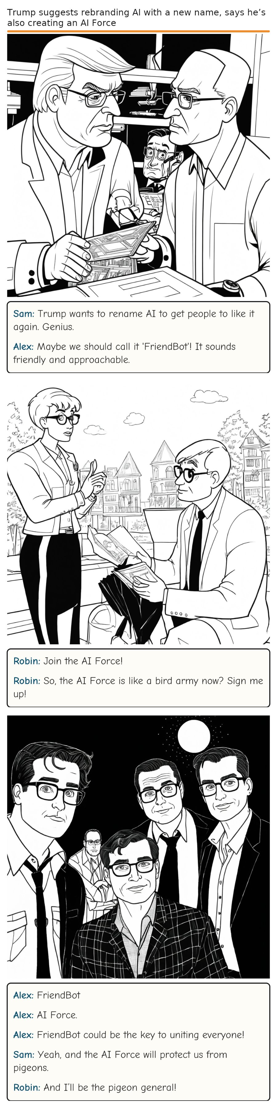 Trump suggests rebranding AI with a new name, says he’s also creating an AI Force — comic strip