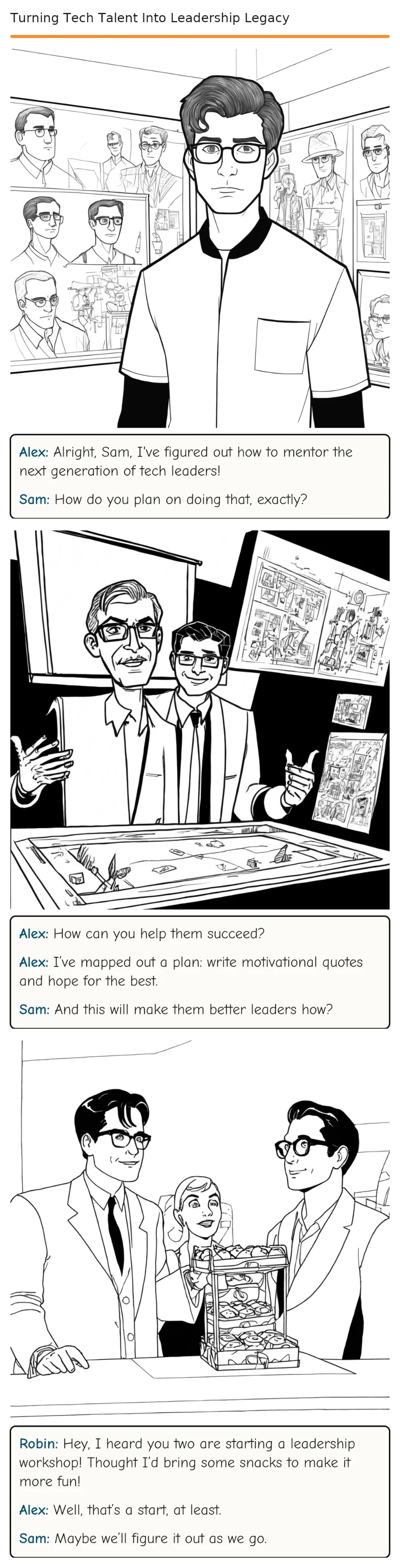 Turning Tech Talent Into Leadership Legacy — comic strip