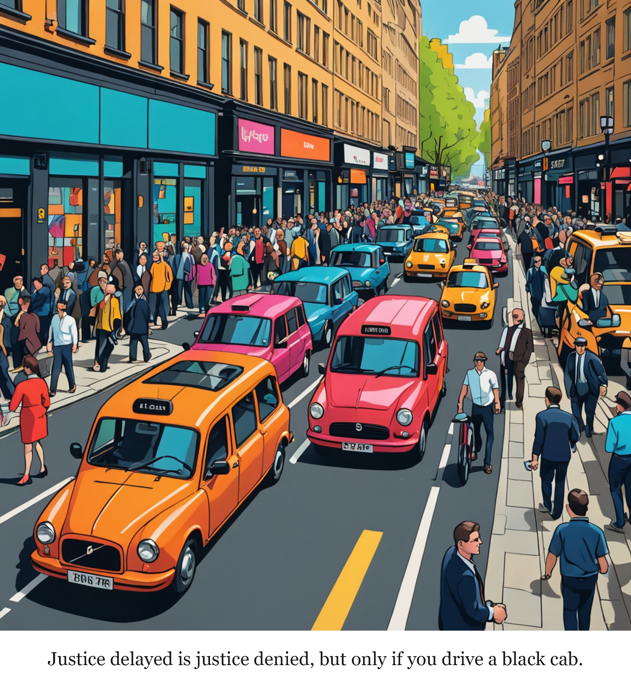 Uber wins bid to throw out £340m black cab claims — one-panel cartoon