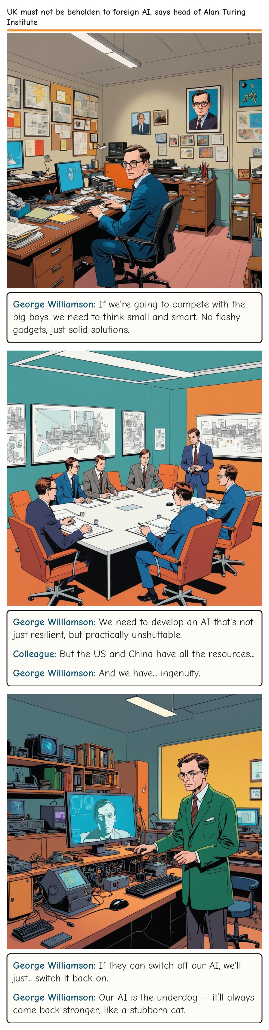 UK must not be beholden to foreign AI, says head of Alan Turing Institute — comic strip