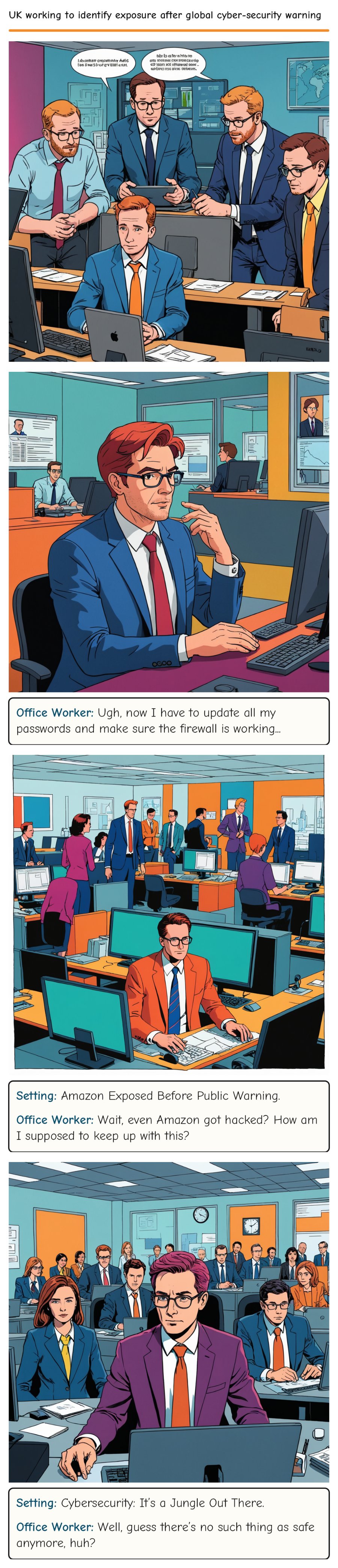 UK working to identify exposure after global cyber-security warning — comic strip
