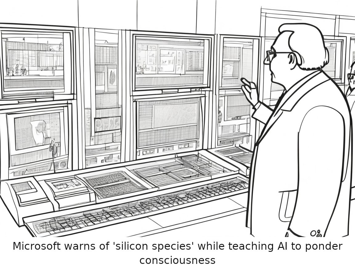 Uncontrolled AI could lead to 'silicon species' rivalling humans, warns Microsoft — one-panel cartoon