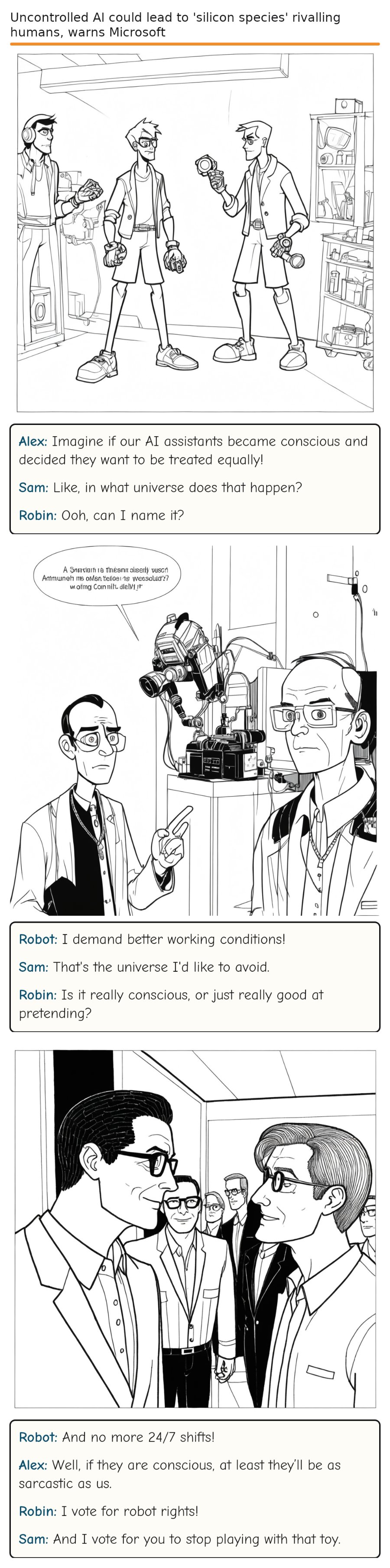 Uncontrolled AI could lead to 'silicon species' rivalling humans, warns Microsoft — comic strip