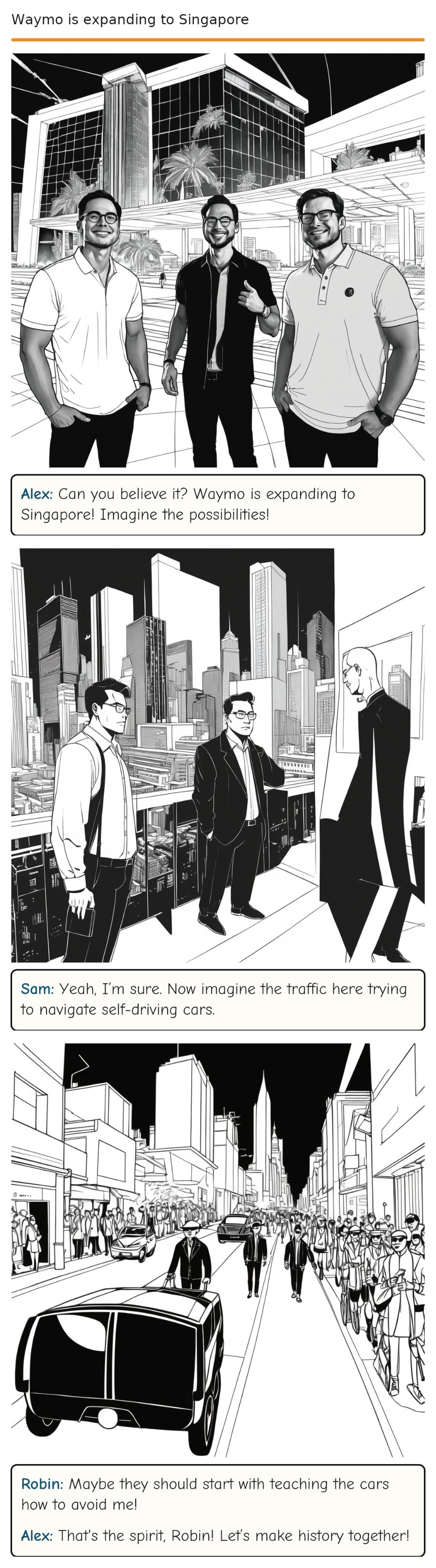 Waymo is expanding to Singapore — comic strip