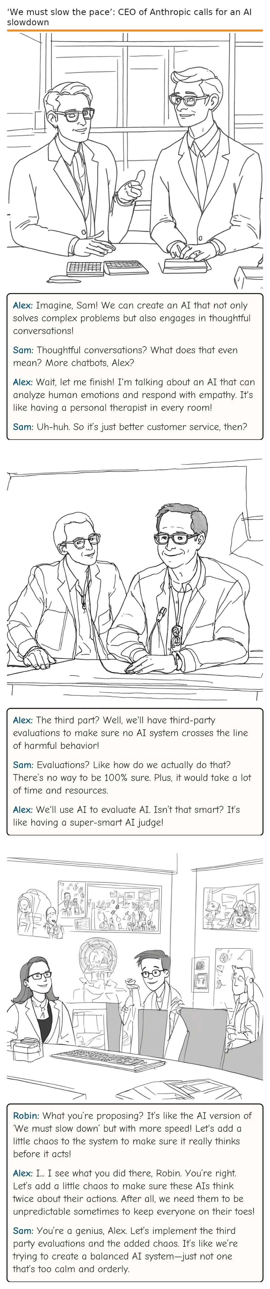 ‘We must slow the pace’: CEO of Anthropic calls for an AI slowdown — comic strip