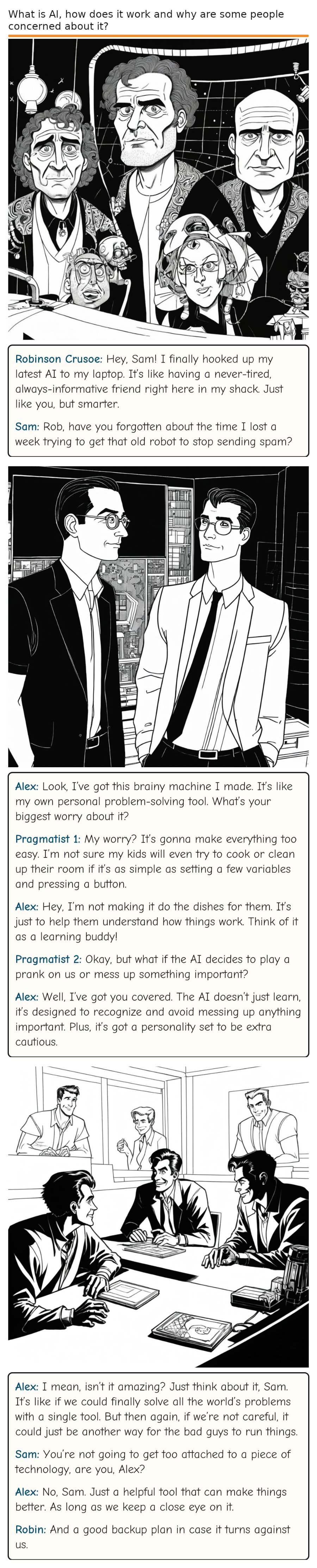 What is AI, how does it work and why are some people concerned about it? — comic strip