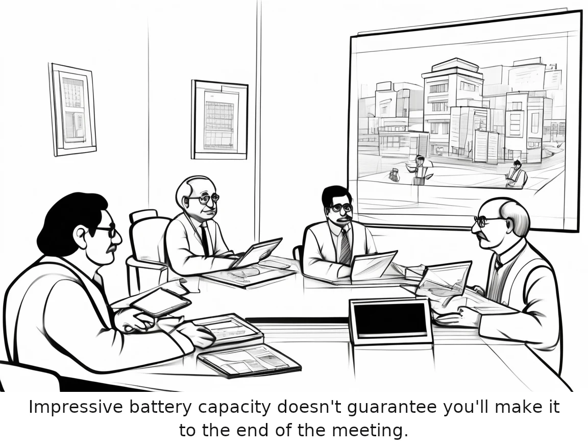 Impressive battery capacity doesn't guarantee you'll make it to the end of the meeting.