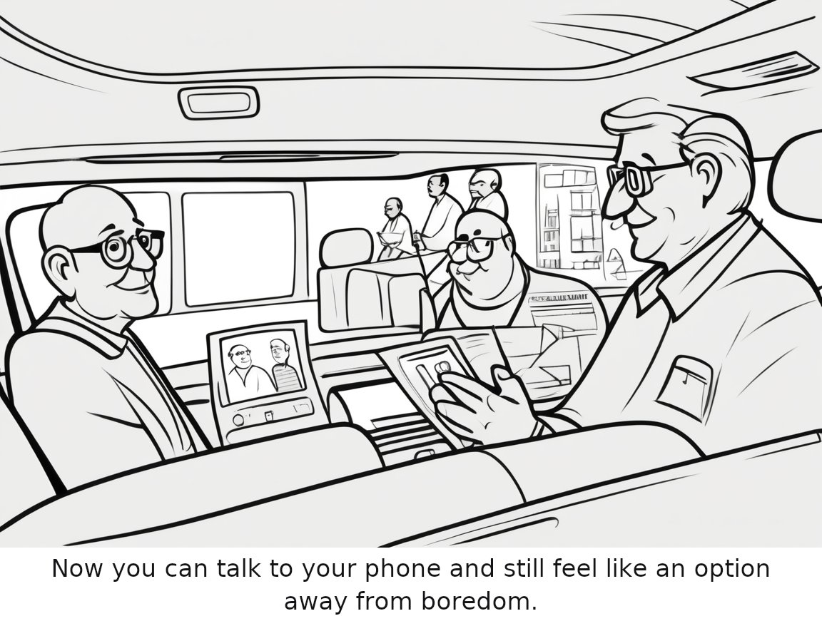 Which major chatbot apps work with CarPlay? — one-panel cartoon