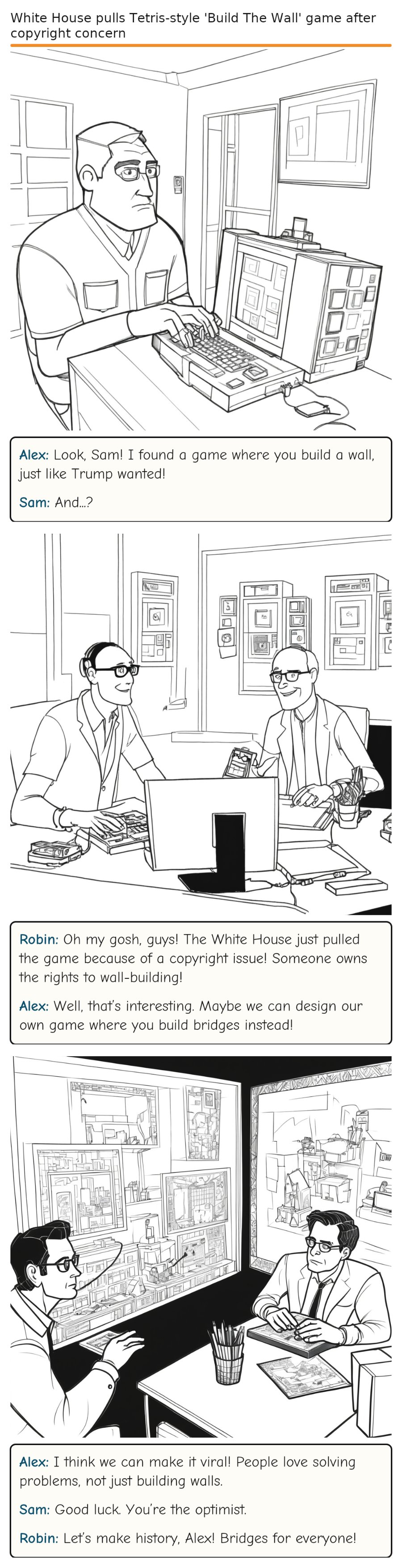 White House pulls Tetris-style 'Build The Wall' game after copyright concern — comic strip