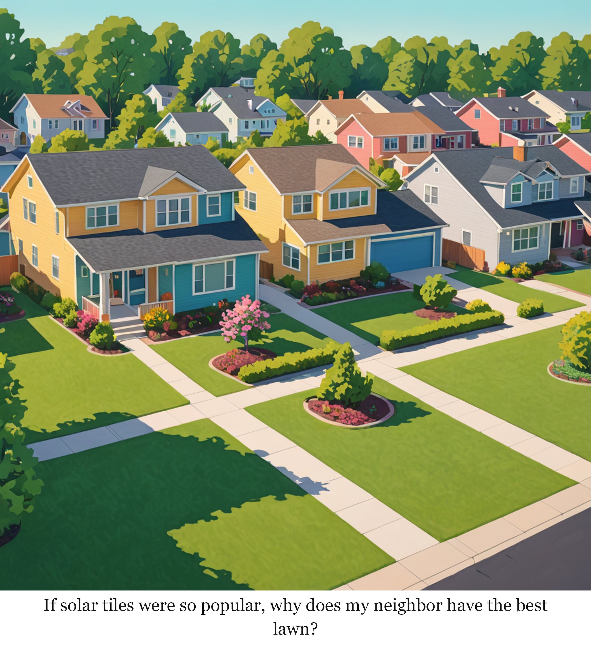 If solar tiles were so popular, why does my neighbor have the best lawn?