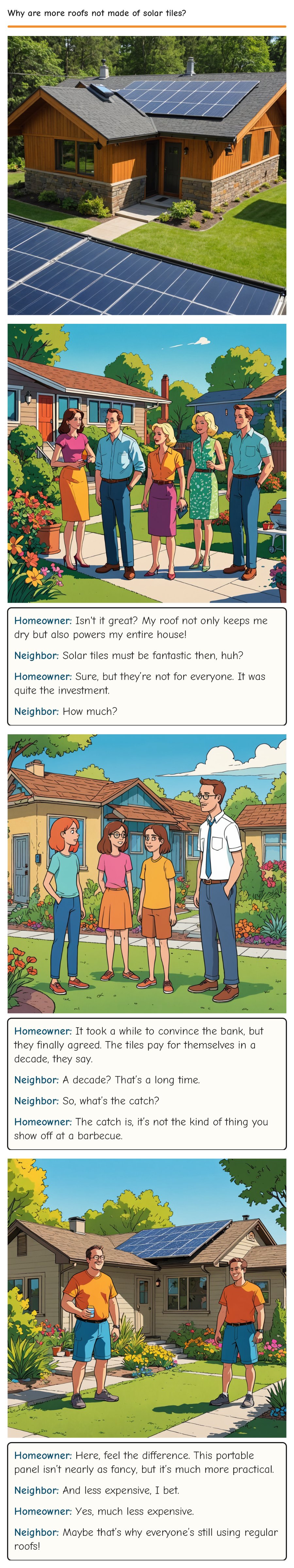 Why are more roofs not made of solar tiles?