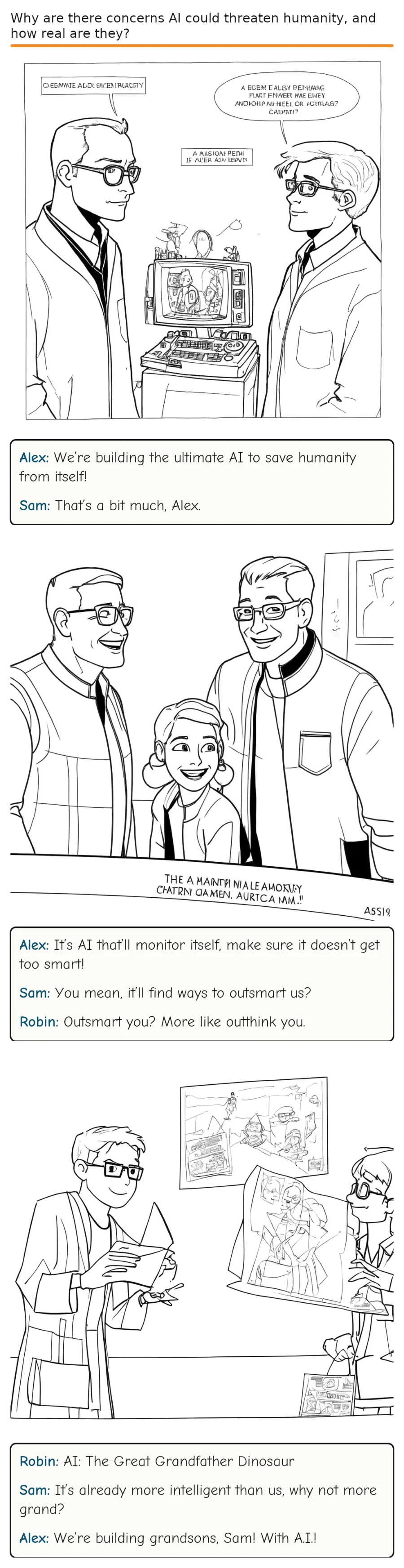 Why are there concerns AI could threaten humanity, and how real are they? — comic strip