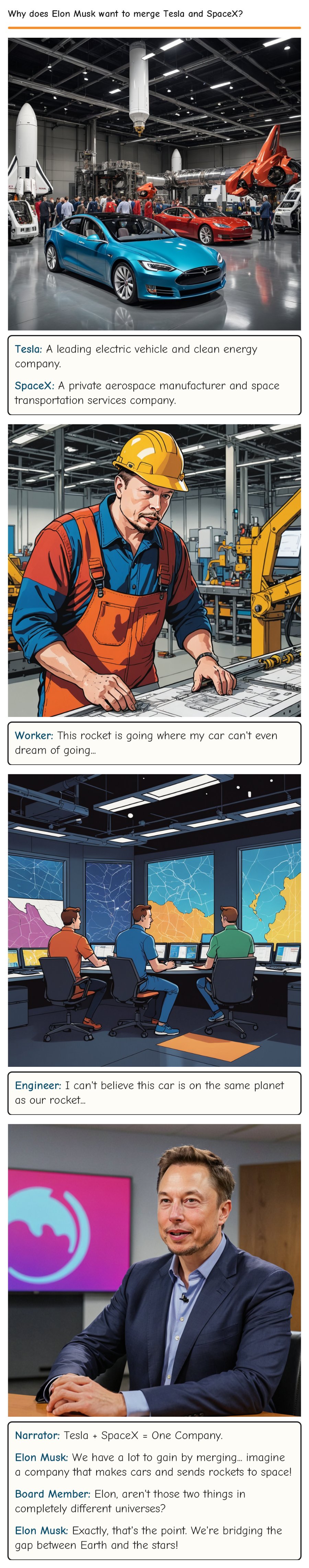 Why does Elon Musk want to merge Tesla and SpaceX? — comic strip