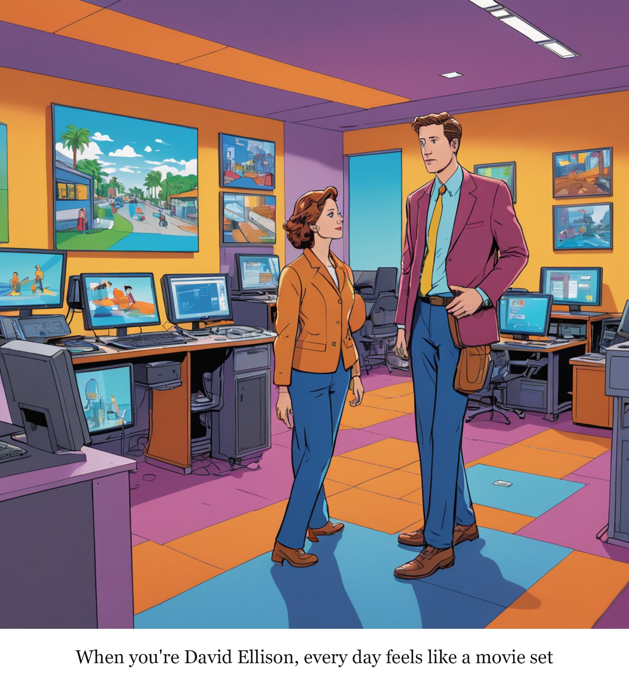 Will Warner Bros. kill Skydance — or will David Ellison kill Warner Bros? — one-panel cartoon