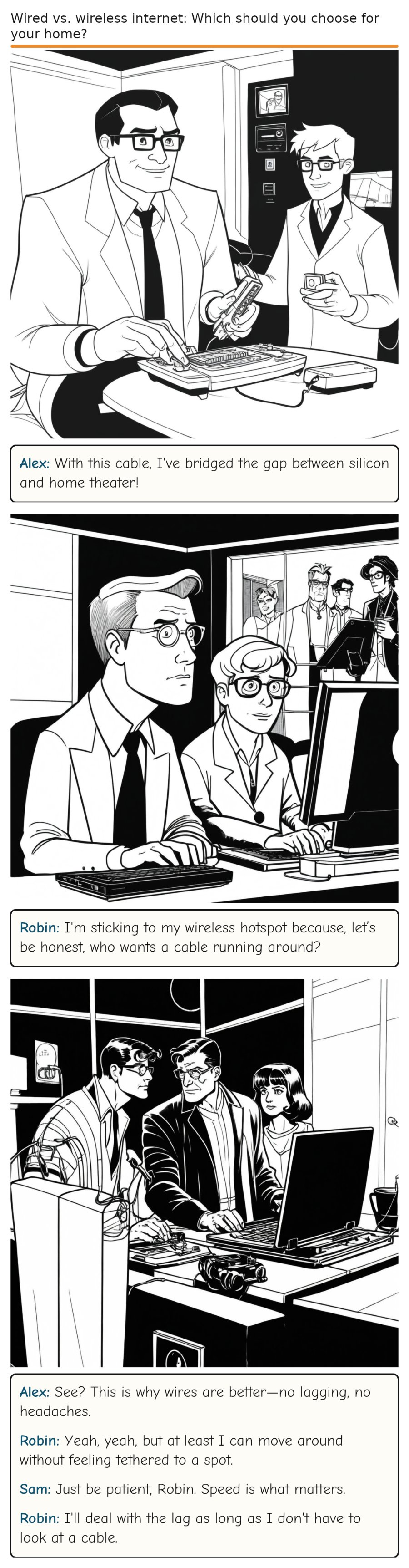 Wired vs. wireless internet: Which should you choose for your home? — comic strip