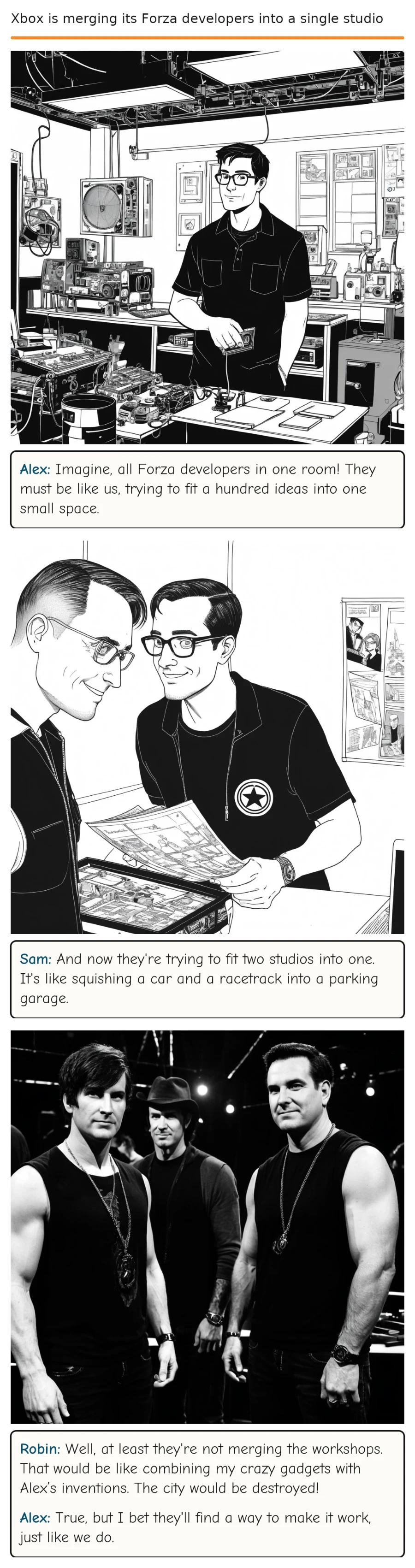 Xbox is merging its Forza developers into a single studio — comic strip