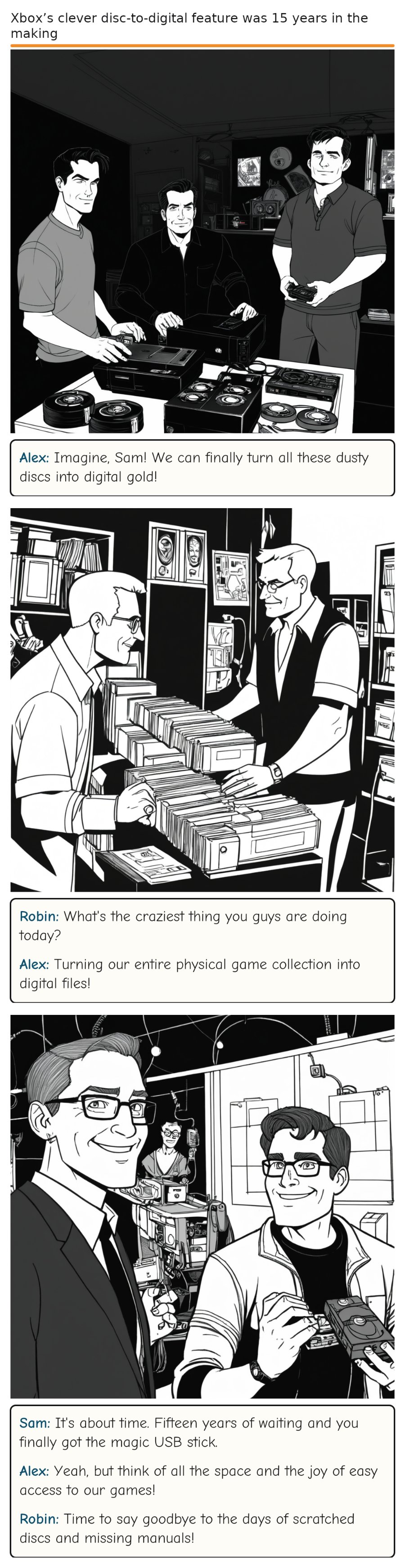 Xbox’s clever disc-to-digital feature was 15 years in the making — comic strip
