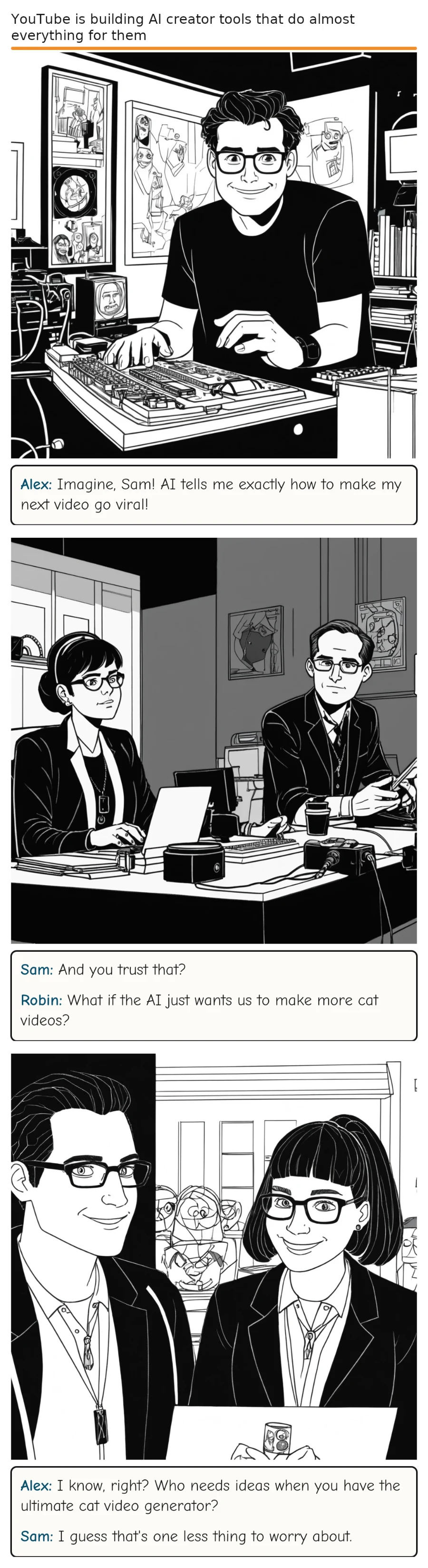 YouTube is building AI creator tools that do almost everything for them — comic strip