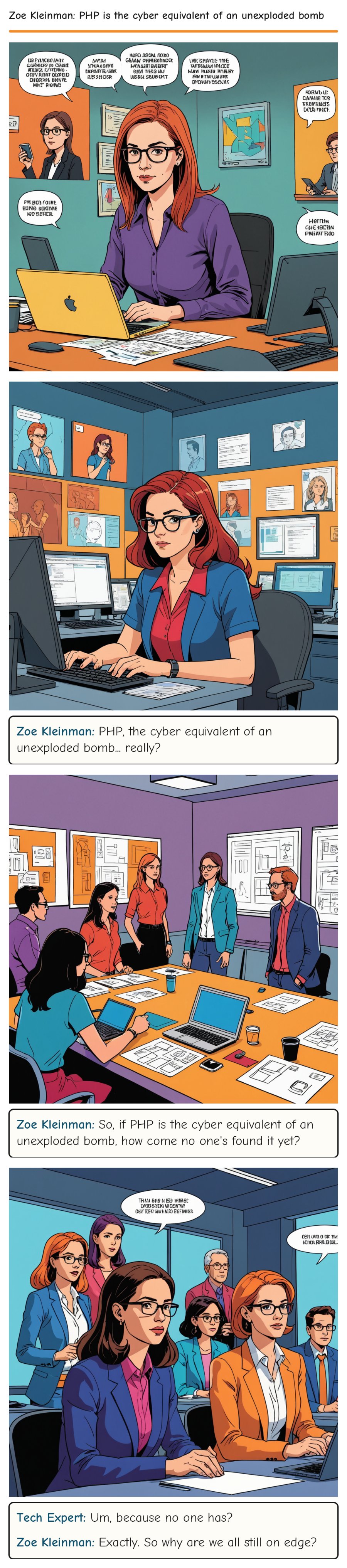 Zoe Kleinman: PHP is the cyber equivalent of an unexploded bomb — comic strip